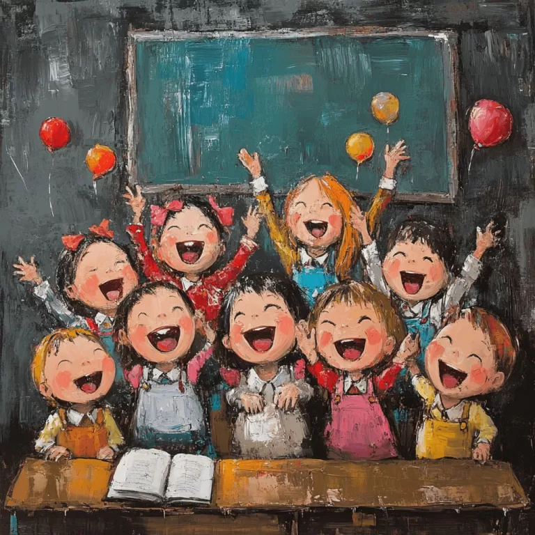 Ilustração de crianças em uma escola